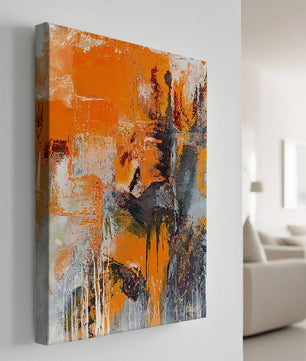 Arte abstracto texturizado en naranja y gris