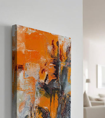 Abstract Orange and Grey Textured Art