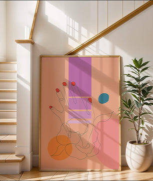 Abstract Line Art with Geometric Shapes and Hand Illustration