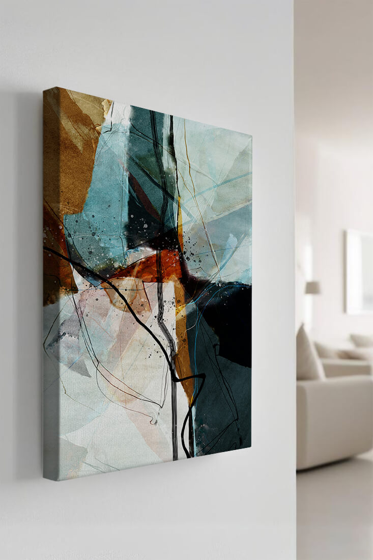 Abstract watercolor artwork with dynamic lines and colors