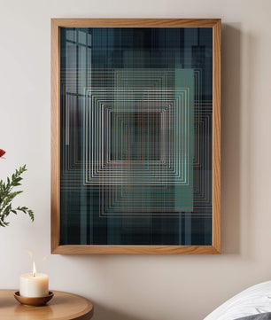 Art abstrait géométrique avec des carrés linéaires superposés