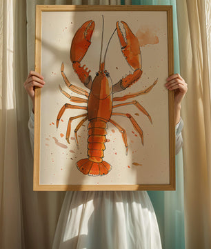 Illustrated Lobster Artwork With Splash of Colors - Mi tienda