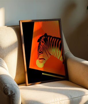 Abstract Zebra with Vibrant Colors and Golden Elements