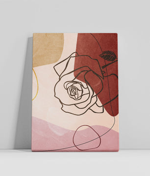 Abstract Floral Composition with Geometric Shapes and Line Art Rose - Mi tienda