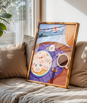Charming Dumpling Faces on a Cozy Winter Table with Mountain View - Mi tienda