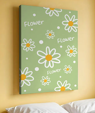 Estampado floral con margaritas sobre fondo verde