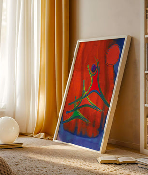 Abstract colorful artwork with dynamic figures and bold colors