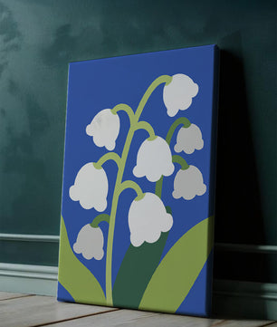 Abstract Lily of the Valley Illustration on Blue Background