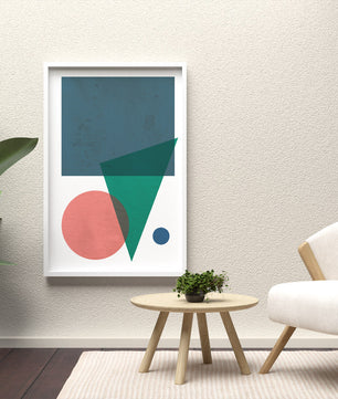 Abstract Geometric Composition with Overlapping Shapes on Textured Background - Mi tienda
