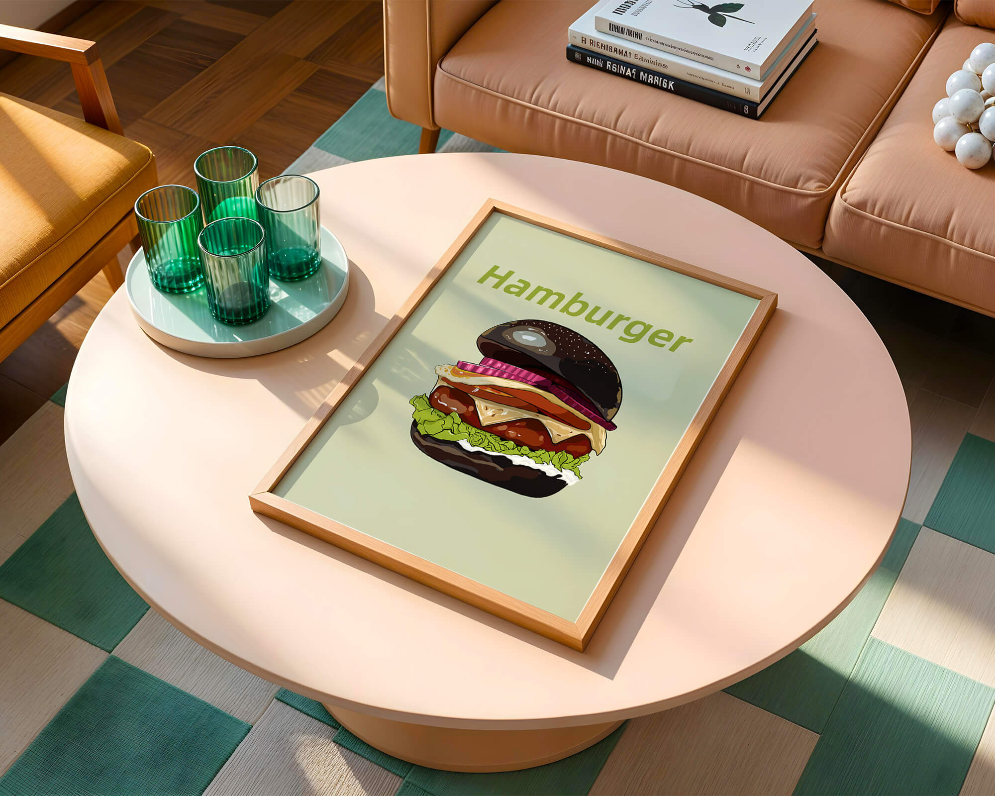 Delicious hamburger illustration with vibrant ingredients