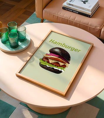 Delicious hamburger illustration with vibrant ingredients
