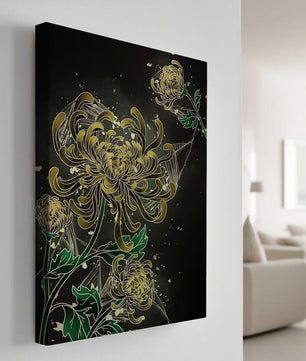 Elegantes Chrysanthemen-Design mit goldenen Akzenten