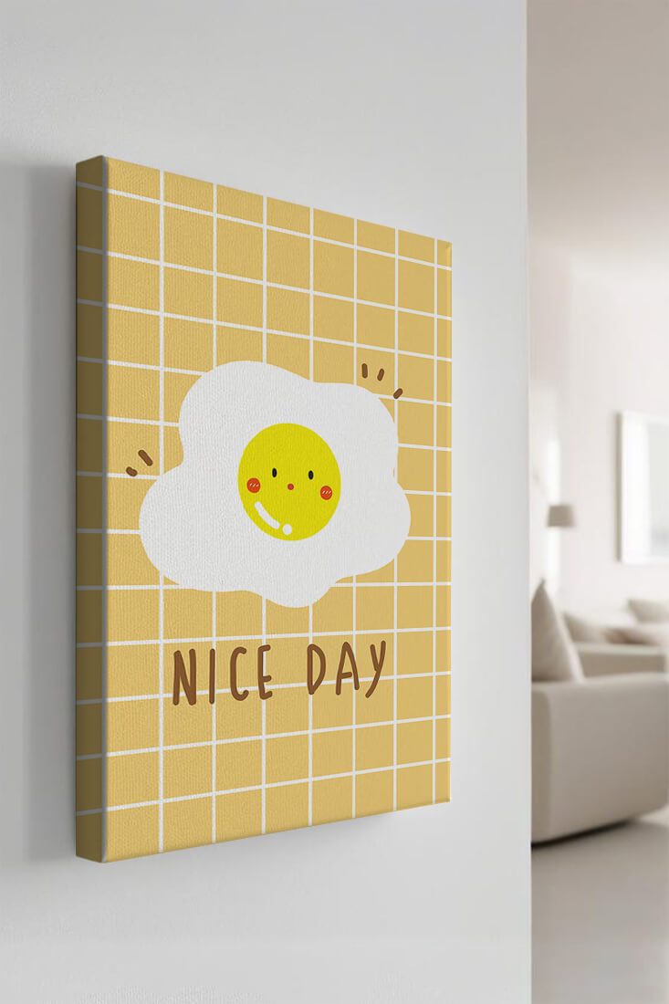 Cheerful egg illustration on yellow grid background