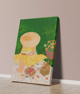 Picnic in the Park with Straw Hat and Flowers