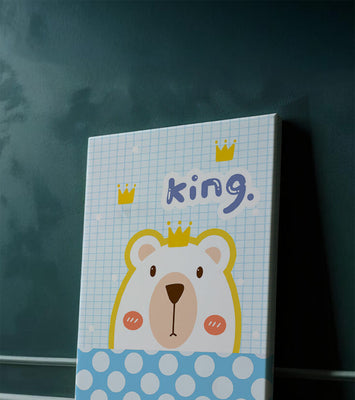 Adorable bear illustration with crown and playful text