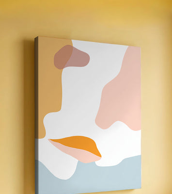 Abstract art with pastel color shapes on white background
