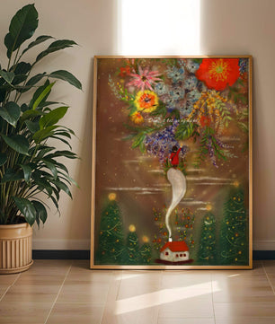 Charming illustration of floral fantasy scene