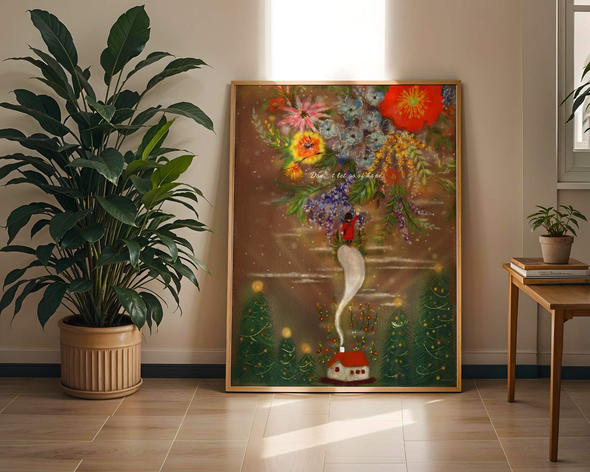Charming illustration of floral fantasy scene