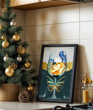 Cristallo con scultura di liquido e arte di farfalla