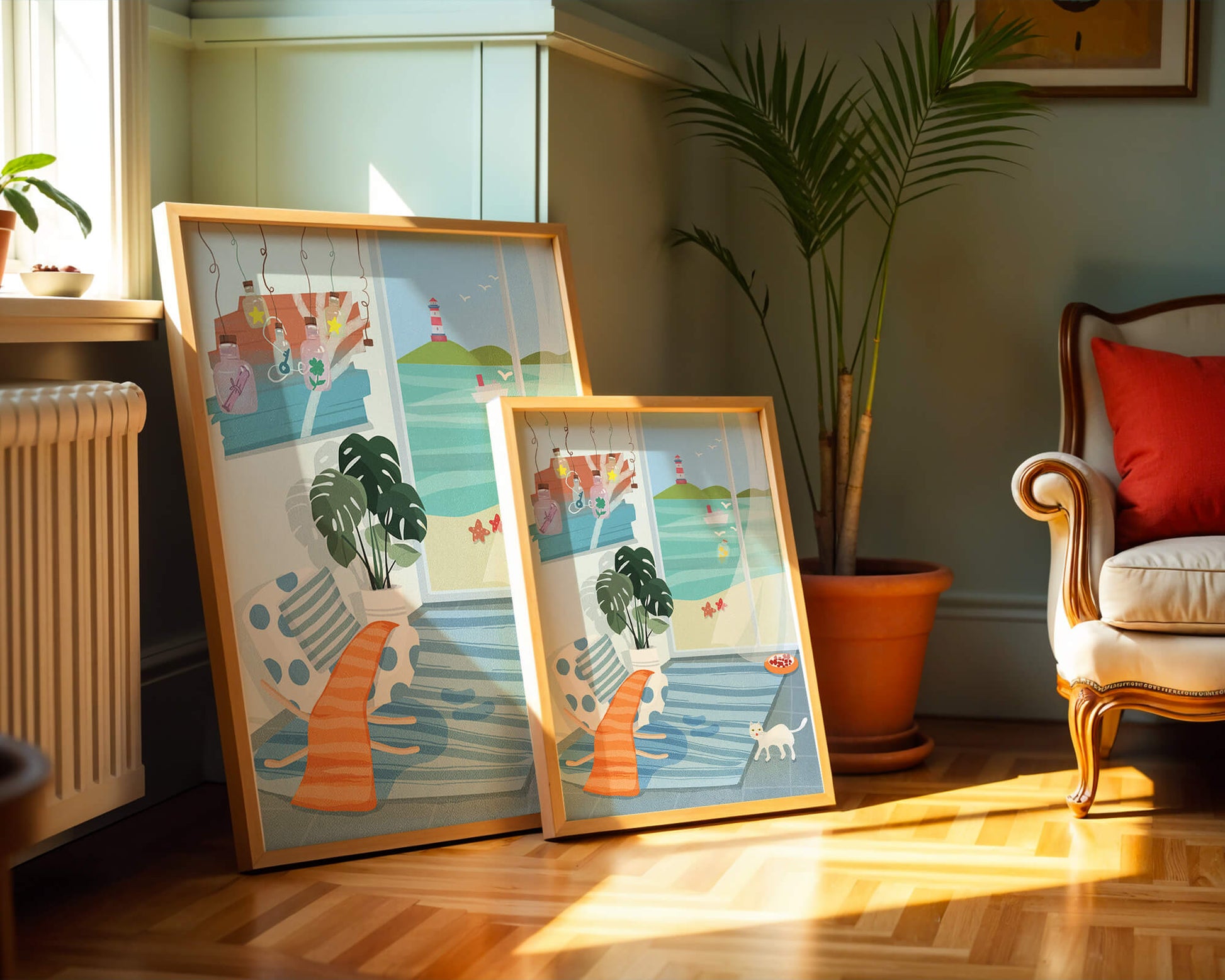 Cozy Room with Sea View and Lighthouse through the Window