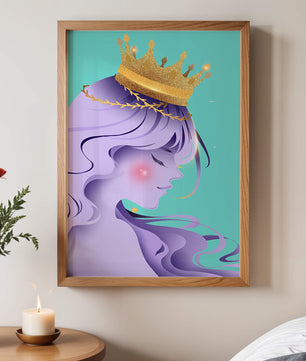 Elegant Purple-Haired Princess with Gold Crown - Mi tienda