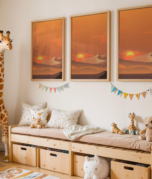 Sunset in Desert with Rolling Sand Dunes and Vibrant Orange Sky - Mi tienda