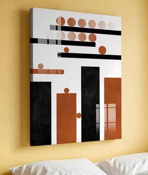 Abstract Geometric Art with Circles and Bars in Earth Tones