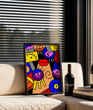 Abstract Geometric Pop Art with Bright Colors and Shapes - Mi tienda