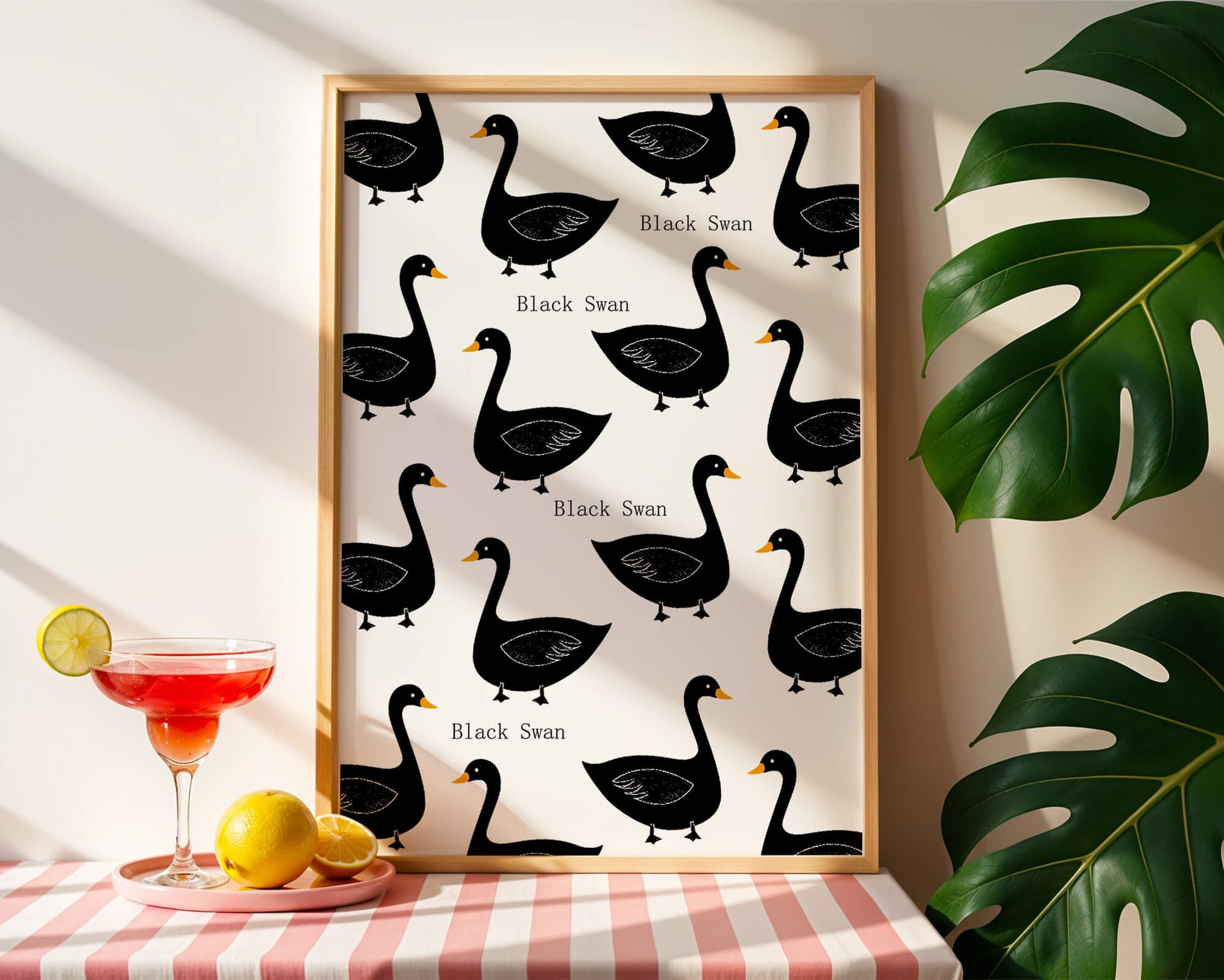 Seamless bird pattern with minimalist design and bold accents