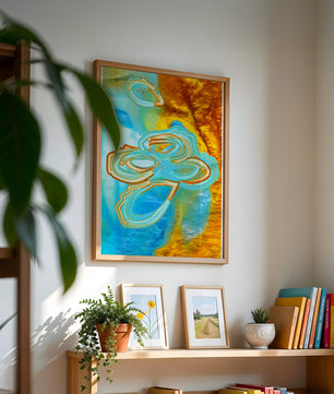 Abstract vibrant swirls in blue and orange colors