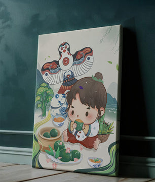 Charmante illustration d’un enfant savourant un plat traditionnel