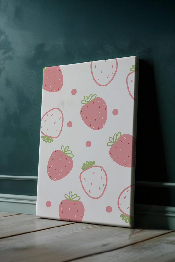 Playful strawberry pattern with pink and white design