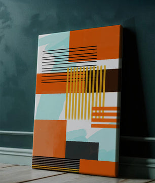 Abstract Geometric Composition with Gold and Orange Elements - Mi tienda