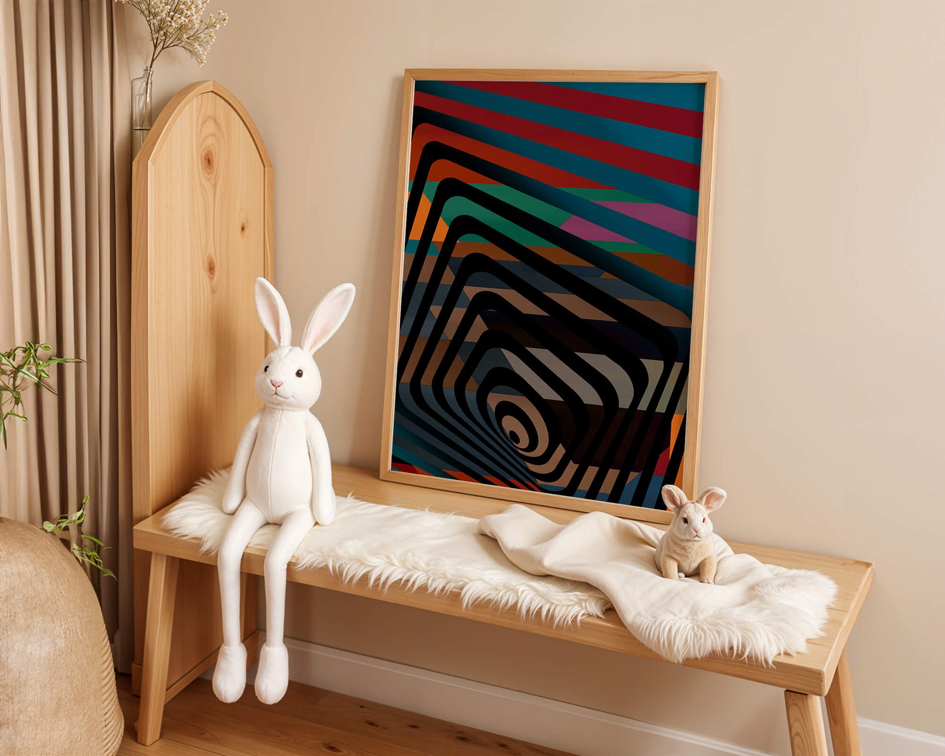 Colorful Geometric Abstract Art with Concentric Stripes