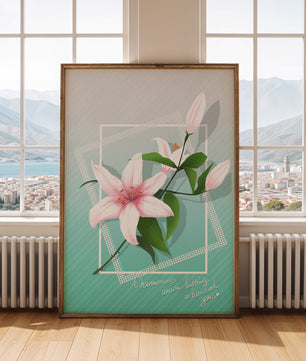 Elegant floral design with pink lilies and modern accents