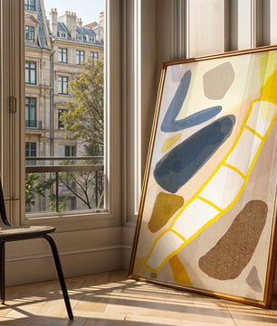 Abstract Design with Geometric Shapes in Earthy Tones and Gold Accents - Mi tienda