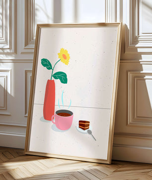 Cozy Breakfast with Coffee, Cake, and Sunflower in Vase - Mi tienda