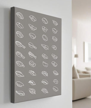 Minimalist sushi sketch illustration with various sushi types