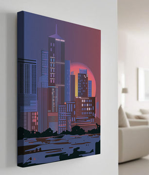 Modern Cityscape at Sunset with Skyscrapers and Vibrant Sky - Mi tienda