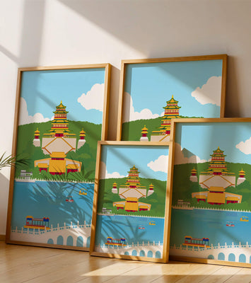 Traditional Chinese architecture by a serene lake