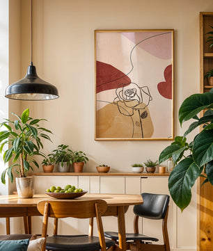 Abstract Line Art Rose with Earth Tones and Minimalist Design - Mi tienda