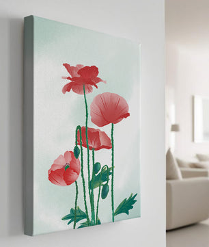 Red Poppies in Minimalist Natural Setting