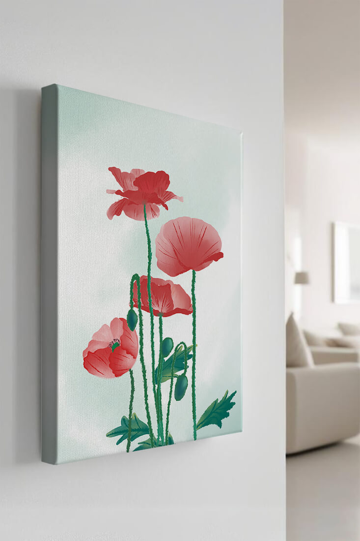 Amapolas rojas en un entorno natural minimalista
