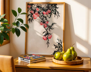 Watercolor Floral Illustration with Red Berries on Branch - Mi tienda