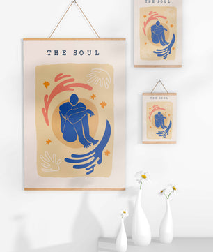 Contemplative Abstract Human Figure with Vibrant Colors and Bold Lines - Mi tienda