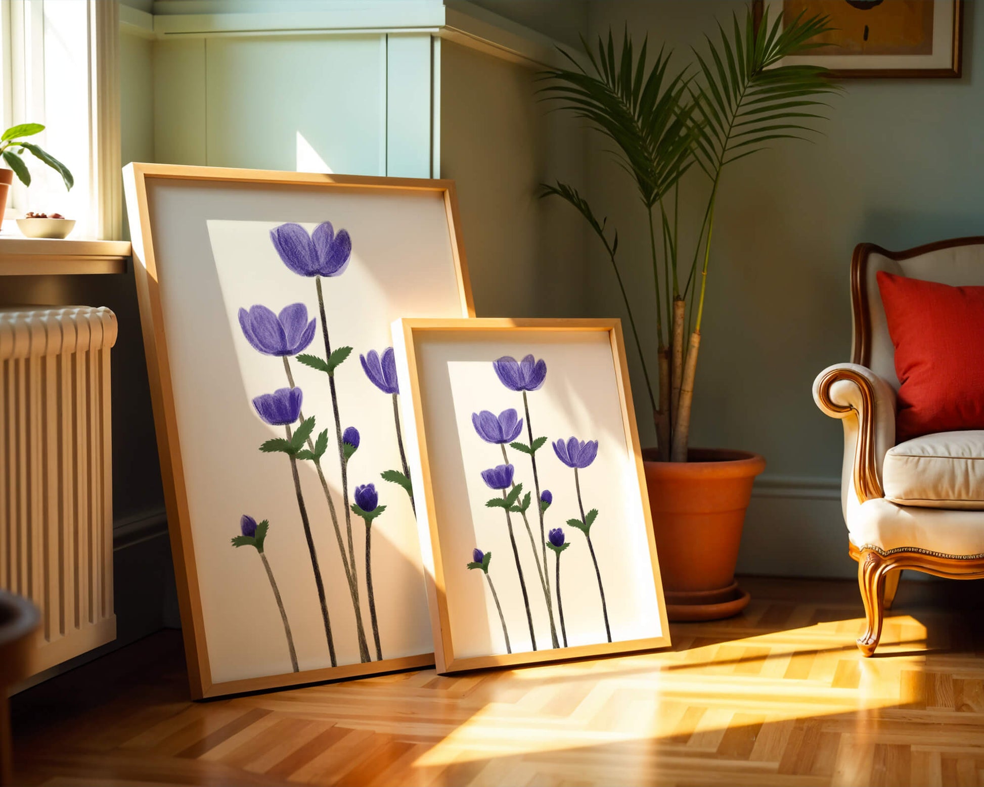 Flores púrpuras elegantes en un fondo oscuro