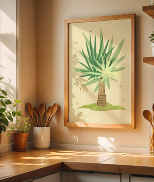 Illustrated tropical yucca plant with a textured background