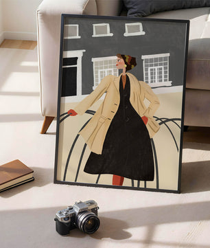 Chic Woman in Vintage Coat Posing Outdoors in Urban Setting