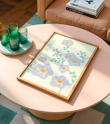 Floral design with pastel flowers and abstract leaves