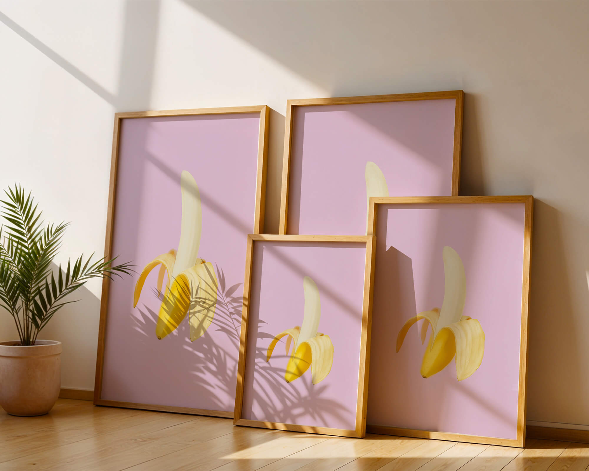 Open banana with purple background for vibrant decoration